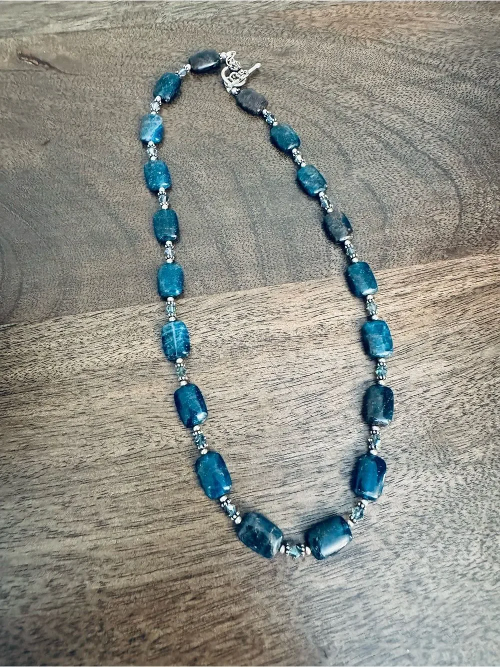 Navy Blue Stone Crystal Bead Handmade Necklace